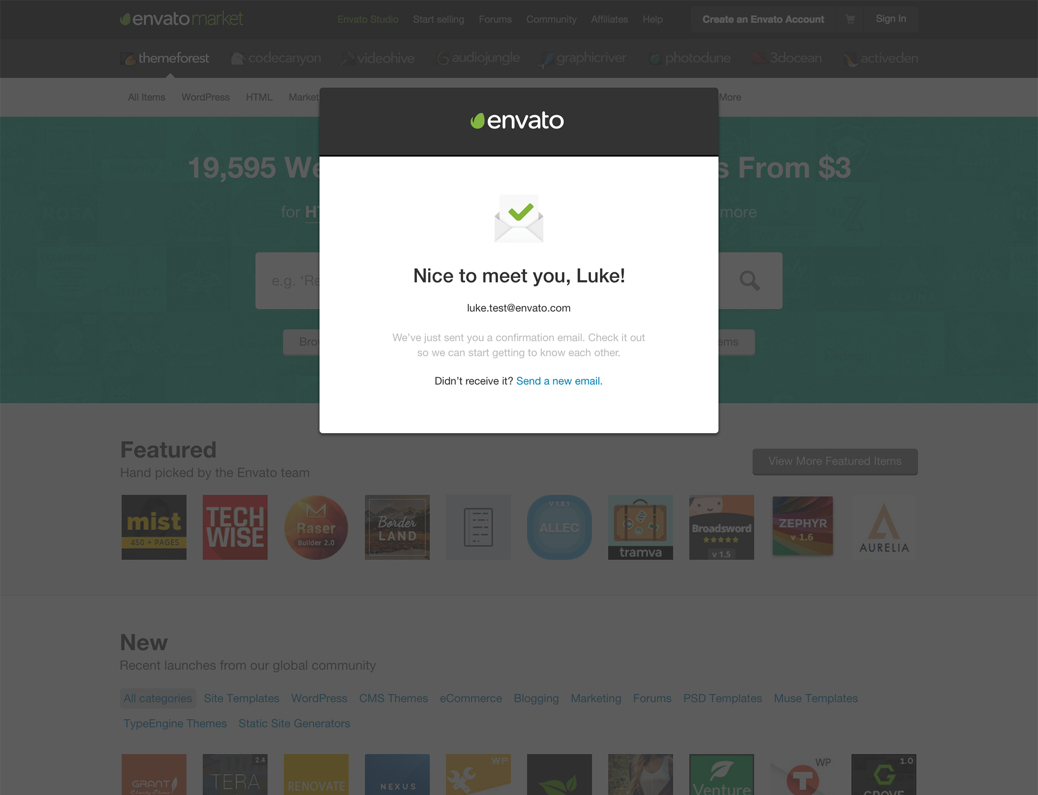 Envato sign up